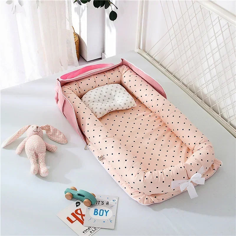New Infant Cotton Cradle Crib Newborn Basket Bassinet Newborn Bed Portable Baby Nest for Boys Girls Travel Bag Cot Cushion Gift