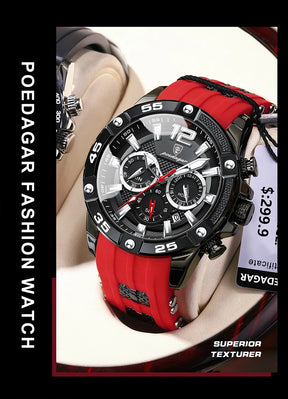 POEDAGAR Silicone Strap Sport Men's Watch Luxury Stopwatch Waterproof Military Wristwatches For Men Brand Luminous Clock Newest