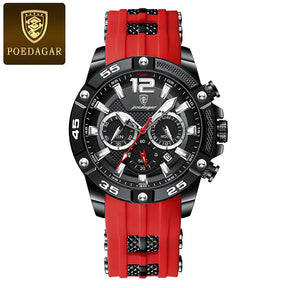 POEDAGAR Silicone Strap Sport Men's Watch Luxury Stopwatch Waterproof Military Wristwatches For Men Brand Luminous Clock Newest