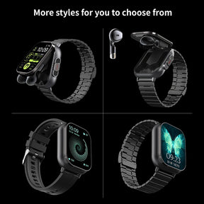TWS 2 In 1 Smart Sports Watch Wireless Bluetooth Headset Calling Health Monitor Fitness Record Watches With Headset