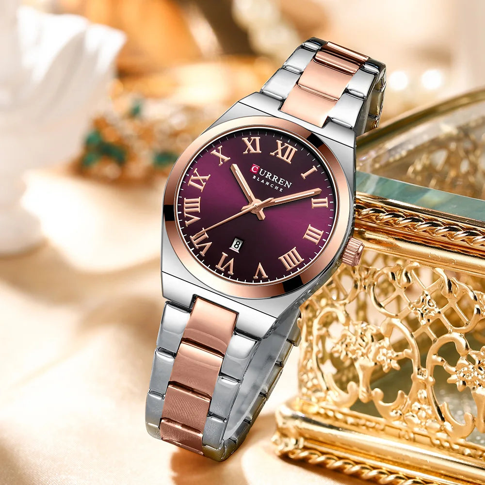 CURREN Women Watches Fashion Gold Stainless Stain Steel Ladies Watch Waterproof Quarzt Wristwatch Romatic Girlfriend Gift