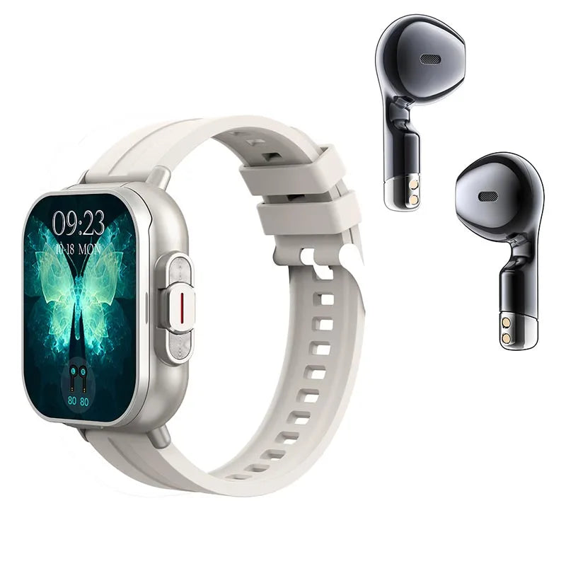 D8 Pro Smart Watch Large Screen With Earbuds TWS 2 In 1 Wireless Bluetooth Noise Earphones NFC Headset Music Sports Smartwatch
