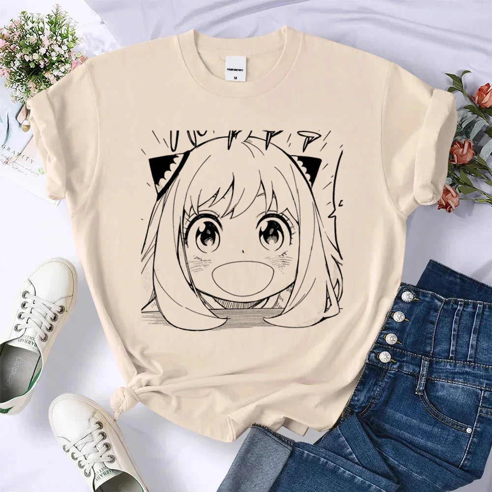 Anya tshirt women Japanese graphic tee t shirt female harajuku clothing