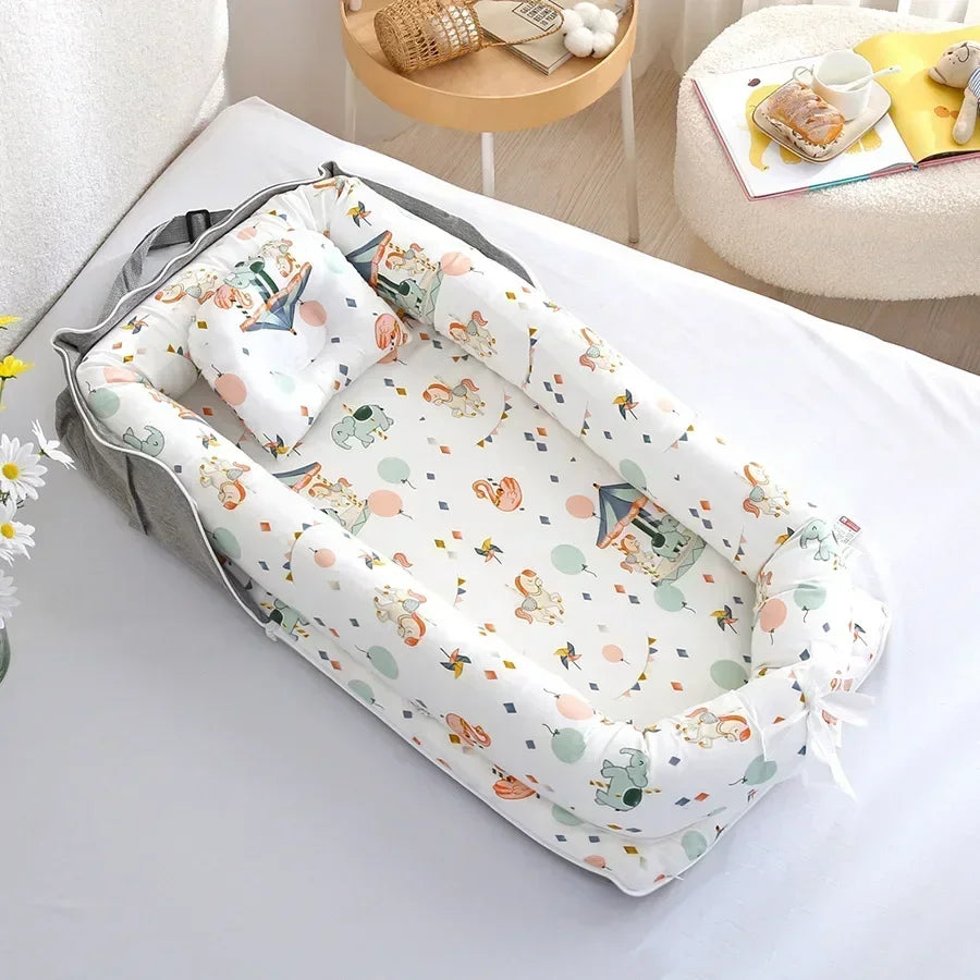 New Infant Cotton Cradle Crib Newborn Basket Bassinet Newborn Bed Portable Baby Nest for Boys Girls Travel Bag Cot Cushion Gift