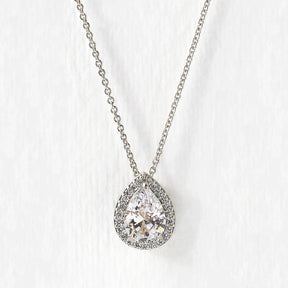 Huitan Fashion Women Water Drop CZ Pendant Necklace Silver Color O Chain Temperament Elegant Lady's Neck Accessories Hot Jewelry