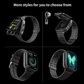 D8 Pro Smart Watch Large Screen With Earbuds TWS 2 In 1 Wireless Bluetooth Noise Earphones NFC Headset Music Sports Smartwatch