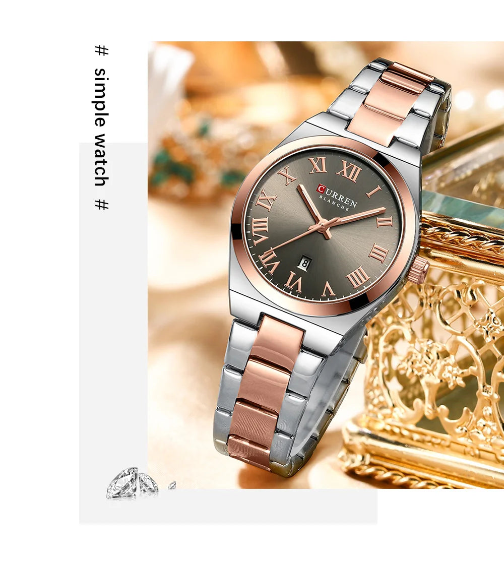 CURREN Women Watches Fashion Gold Stainless Stain Steel Ladies Watch Waterproof Quarzt Wristwatch Romatic Girlfriend Gift