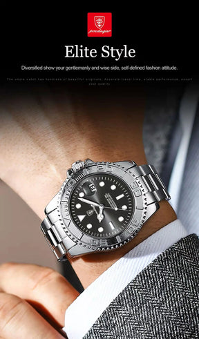 POEDAGAR Luxury Men Watch Business Quartz Man Clock Sports Waterproof Luminous Date Stainless Steel Men's Watches Male Reloj+box