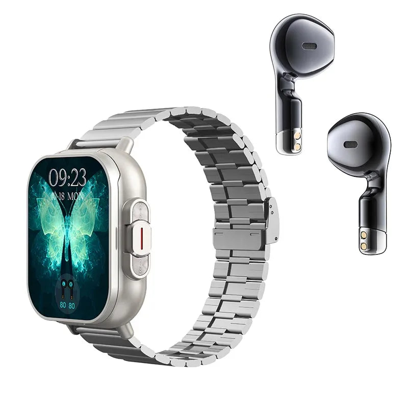 D8 Pro Smart Watch Large Screen With Earbuds TWS 2 In 1 Wireless Bluetooth Noise Earphones NFC Headset Music Sports Smartwatch