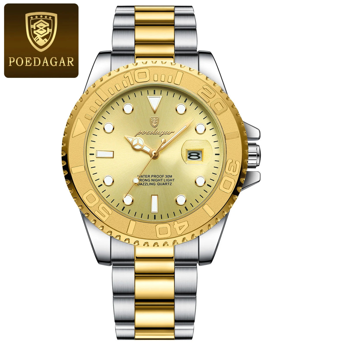 POEDAGAR Luxury Men Watch Business Quartz Man Clock Sports Waterproof Luminous Date Stainless Steel Men's Watches Male Reloj+box
