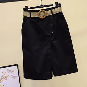 Pants Skirt for Women Shorts Summer Wide Leg Blue High Waist Straight-legged  Pockets Woman Short Black Korean Fashion Culotte