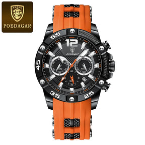 POEDAGAR Silicone Strap Sport Men's Watch Luxury Stopwatch Waterproof Military Wristwatches For Men Brand Luminous Clock Newest