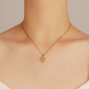Beating Zircon Double Dolphin Couple Pendant Necklace for Women Creative Heart Shaped Animal Jewelry Accessories Gift for Loved