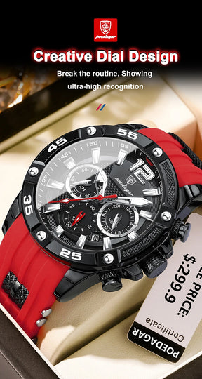 POEDAGAR Silicone Strap Sport Men's Watch Luxury Stopwatch Waterproof Military Wristwatches For Men Brand Luminous Clock Newest