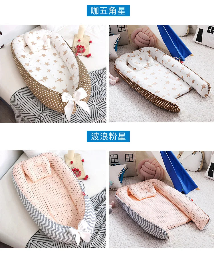 Infant Newborn Baby Lounger Portable Baby Nest Bed for Girls Boys Cotton Crib Toddler Bed Baby Nursery Carrycot Co Sleeper Bed