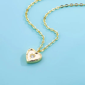 Fashionable 925 Sterling Silver Gold-plated David of Hexagram Necklace Diamond-embedded Simple All-match Design Pendant