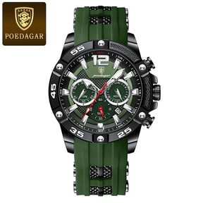 POEDAGAR Silicone Strap Sport Men's Watch Luxury Stopwatch Waterproof Military Wristwatches For Men Brand Luminous Clock Newest