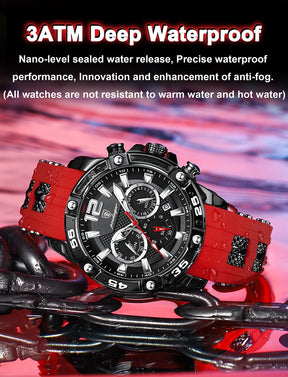 POEDAGAR Silicone Strap Sport Men's Watch Luxury Stopwatch Waterproof Military Wristwatches For Men Brand Luminous Clock Newest