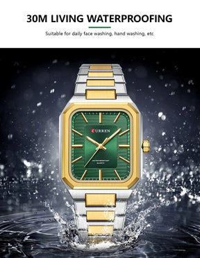 CURREN NEW Rectangular Business Watches for Men 2023 Fashion Brand Quartz Stainless Steel Band Wristwatch Male Clock 8457