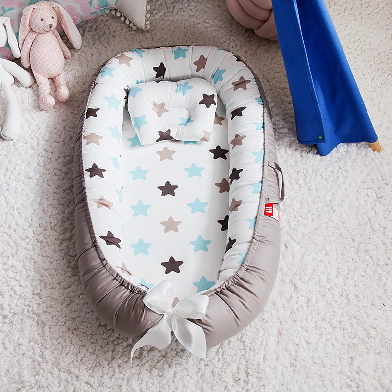Infant Newborn Baby Lounger Portable Baby Nest Bed for Girls Boys Cotton Crib Toddler Bed Baby Nursery Carrycot Co Sleeper Bed