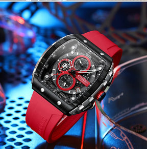 CURREN Sports Unique Rectangular Watches with Large Dial Casual Quartz Silicone Bands Wristwatches with Auto Date