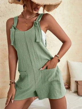 Women Wide Leg Overalls Casual Adjustable Strap Sleevelss Double Pocket Jumpsuits Sexy Loose Basic Daily Rompers OUFY-308