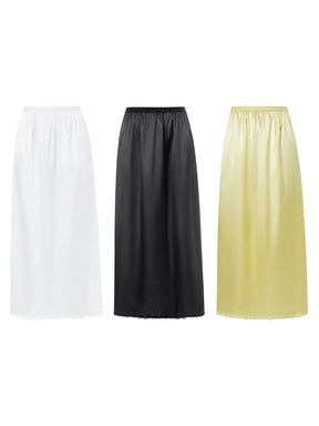 2024 New Women´s Half Slip Underskirt, Solid Color Elastic Waist Inner Lining for Midi Skirt, Long Underskirt for Ladies