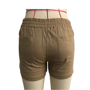 2023 S-5XL Fashion Women Summer Casual Solid Color Elastic Waist Lace Up Split Shorts Casual Short Pants
