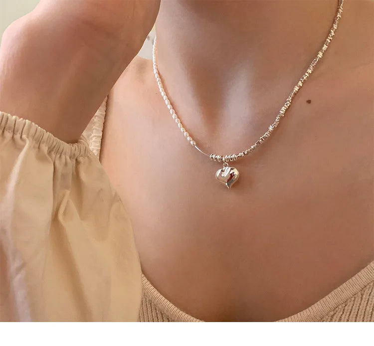 Popular 925 Sterling Silver Fashion Pearl Necklace For Women Fine Jewelry Wedding Party Birthday Gift