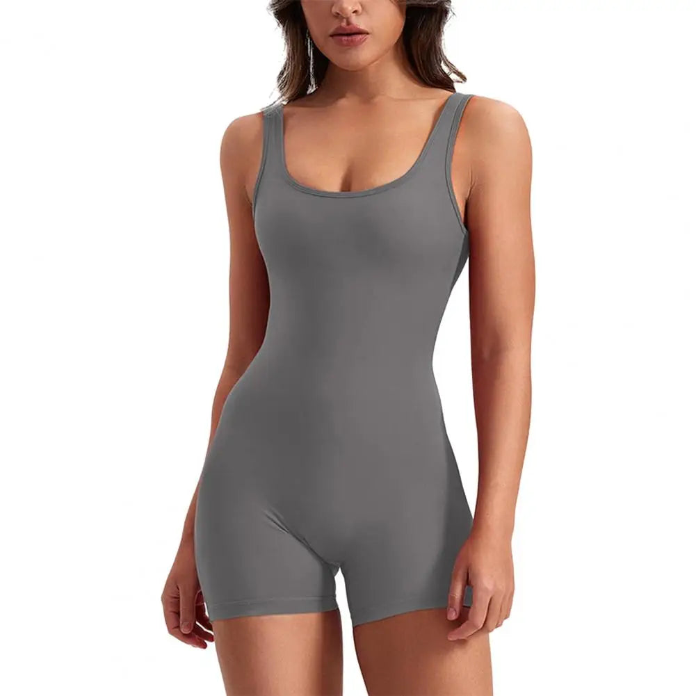 High Waist Rompers Women's Yoga Rompers Breathable U Neck Sleeveless Gym Wear with Tummy Control Butt Lifting Features Women