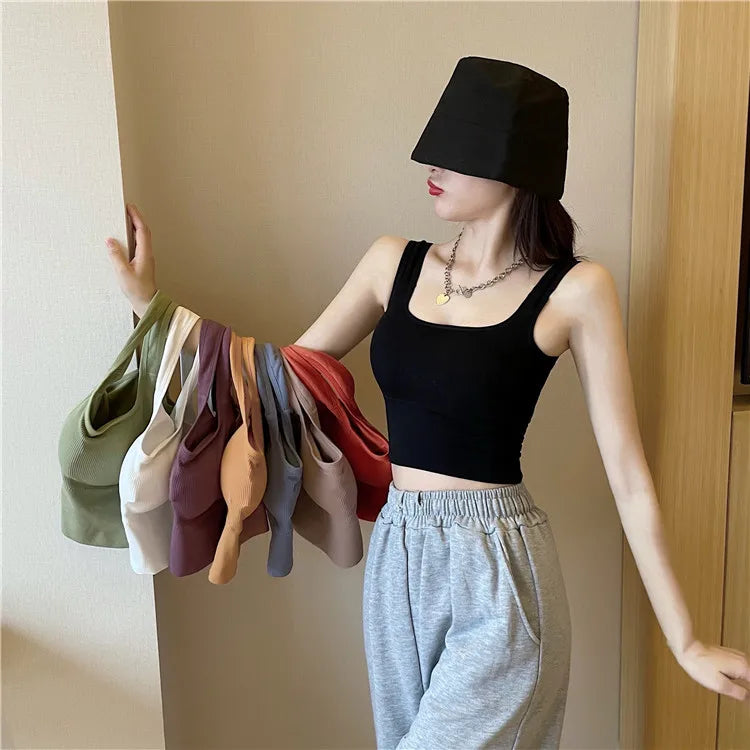 Women Push Up Camisole Padded Bra Sexy Top Suspender Tanks Fashion Printed Newspaper Camis Female Soft Sleeveless Tube Tops