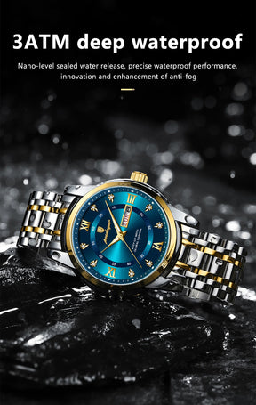 POEDAGAR Luxury Watch for Man Elegant Date Week Waterproof Luminous Men Watch Quartz Stainless Steel Sports Men's Watches reloj