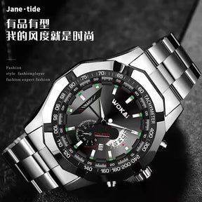 WOKAI high quality large dial men's European style waterproof luminous personality calendar watch boy business clock retro