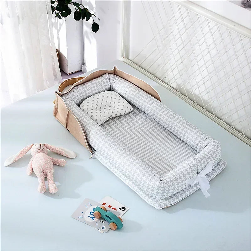New Infant Cotton Cradle Crib Newborn Basket Bassinet Newborn Bed Portable Baby Nest for Boys Girls Travel Bag Cot Cushion Gift