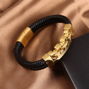Trend Multi-Layer Leather Braided Hollow Lock Magnetic Buckle Bracelet Glamour Men's Bracelet New Fashion Jewelry Punk Accessori
