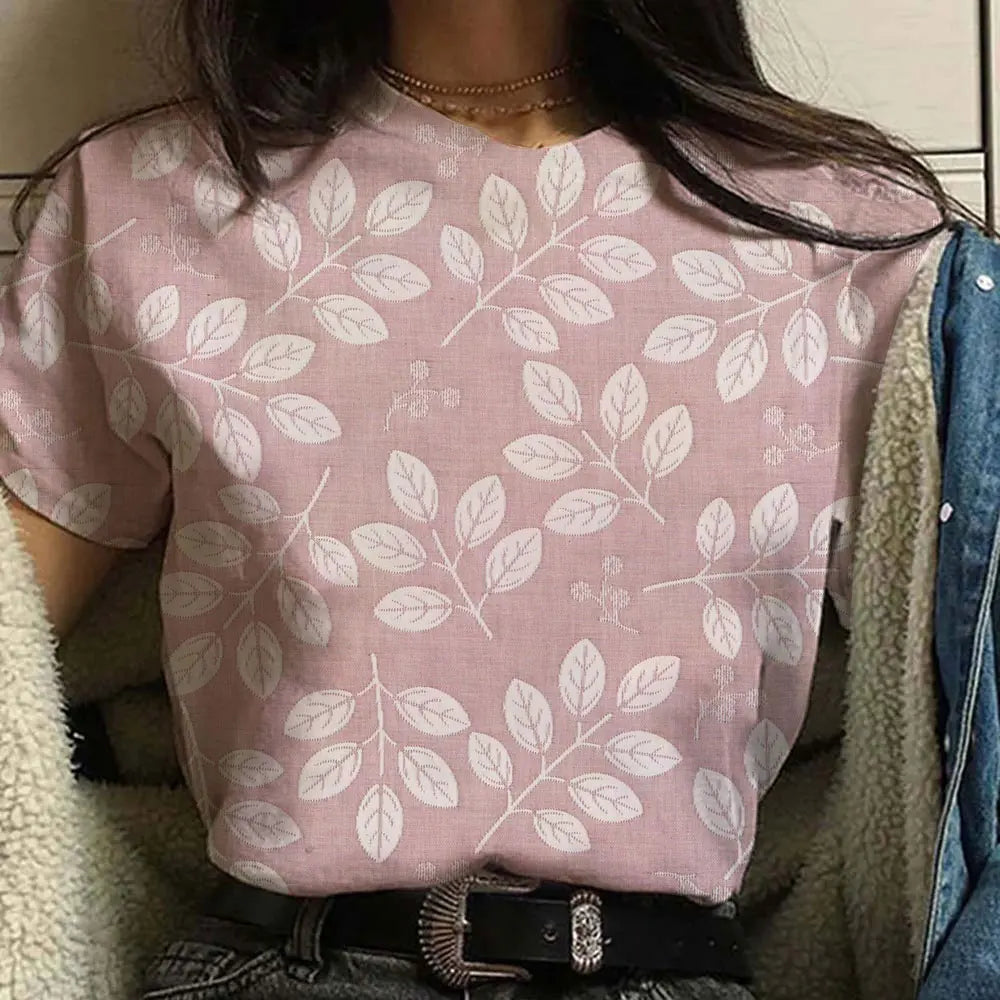 Summer Women'S T-Shirt With Floral Pattern Short Sleeved Loose And Breathable Top Casual Clothing Women'S Party Fashion T-Shirt