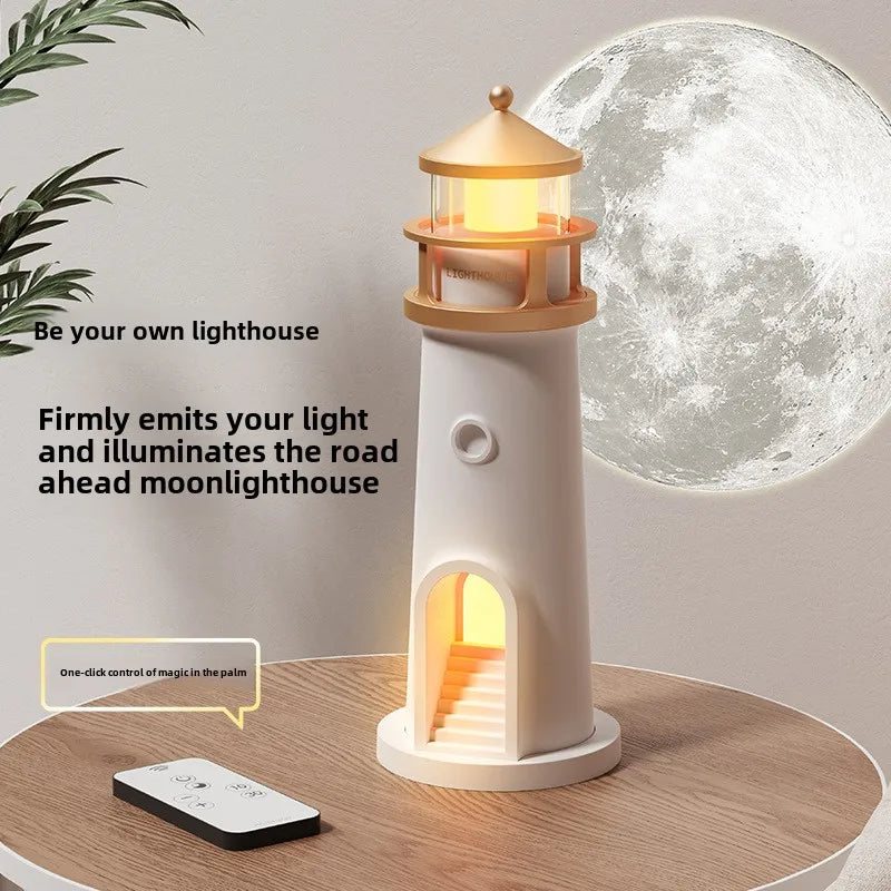 Moonlight Lighthouse Projection Light Atmosphere Night Light Bluetooth Speaker Ornament Human Sensing Small Desk Lamp