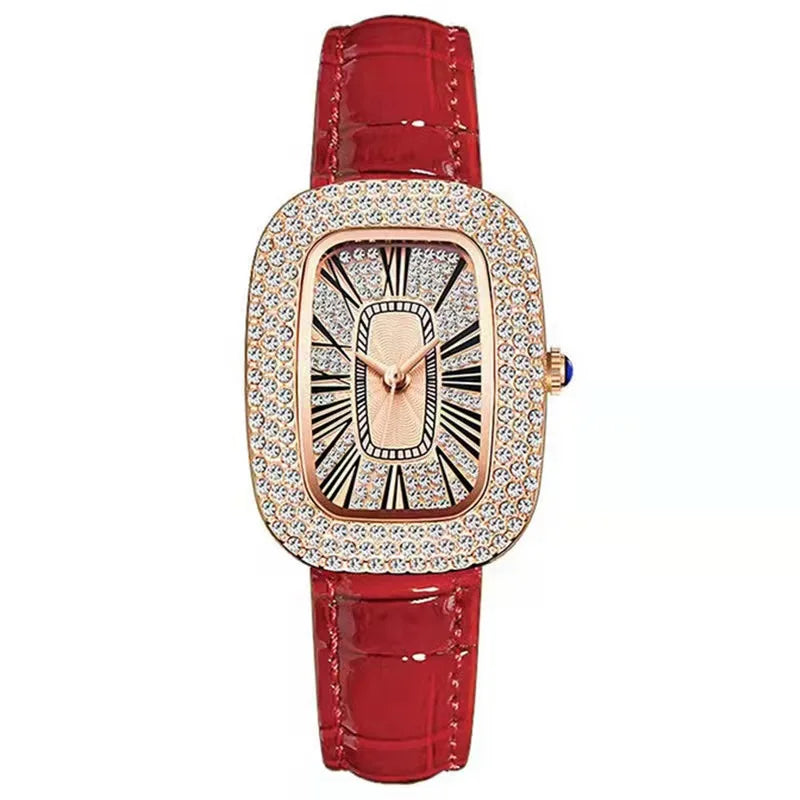 WOKAI high quality fashion luxury Full diamond Pigeon Egg Diamond Lady quartz belt Watch Girl student PROM clock vintage