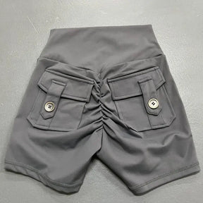 Summer Peach Butt Fitness Exercise Three-Quarter Pants Cargo Air Dry Pocket Yoga Tight lift the hips Women's Shorts