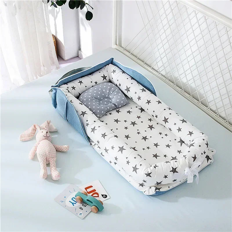 New Infant Cotton Cradle Crib Newborn Basket Bassinet Newborn Bed Portable Baby Nest for Boys Girls Travel Bag Cot Cushion Gift