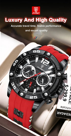 POEDAGAR Silicone Strap Sport Men's Watch Luxury Stopwatch Waterproof Military Wristwatches For Men Brand Luminous Clock Newest