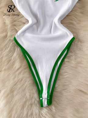 SINGREINY Summer Camis Open crotch Playsuits Sleevless Contrasting Slim Bodysuits 2024 Female Streetwear Sheath Vintage Rompers