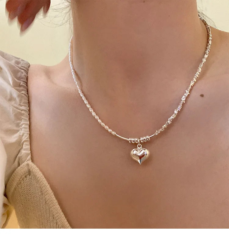 Popular 925 Sterling Silver Fashion Pearl Necklace For Women Fine Jewelry Wedding Party Birthday Gift