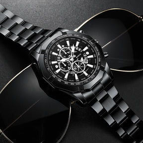 WOKAI high quality large dial men's European style waterproof luminous personality calendar watch boy business clock retro