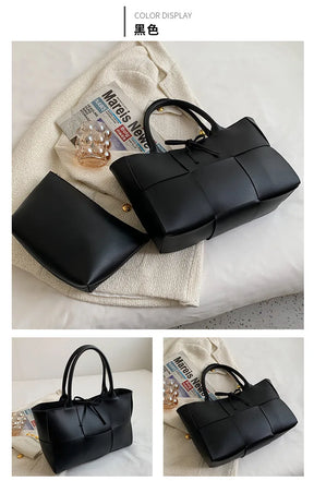 Large Weave Tote Bags For Women Large Capacity Designer Luxury 2024 New Trendy Shopping Korean Version Handbag Retro Travel