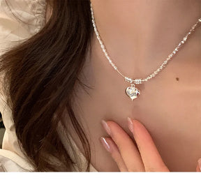 Popular 925 Sterling Silver Fashion Pearl Necklace For Women Fine Jewelry Wedding Party Birthday Gift