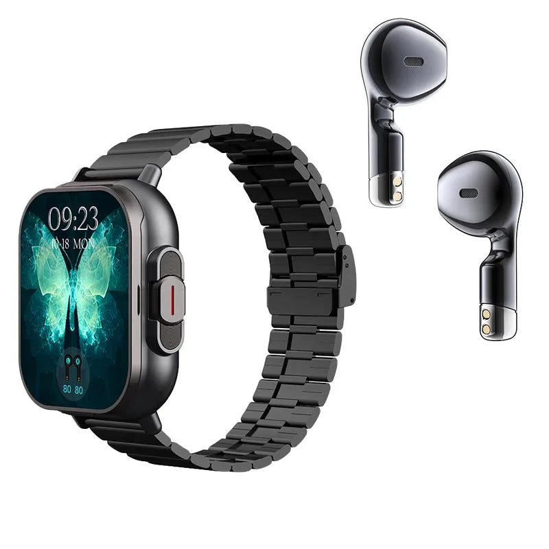 D8 Pro Smart Watch Large Screen With Earbuds TWS 2 In 1 Wireless Bluetooth Noise Earphones NFC Headset Music Sports Smartwatch