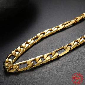 18K Gold 8MM Flat Necklace Chain For Men Women Fashion Jewelry Wholesale