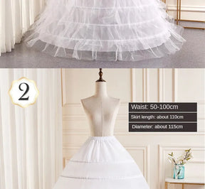 6-Hoops Underskirt Women Petticoat Wedding Dress Pleated Crinoline White a Line Floor Length Under Skirt Cancan Pettidresses