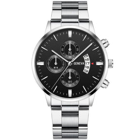 Leisure Business Fashion Men Black Stainless Steel Watch Luxury Calendar Quartz Wrist Watch Mens Business Watches for Man Clock